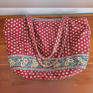 Vintage Grandma Quilt Red Tote Bag